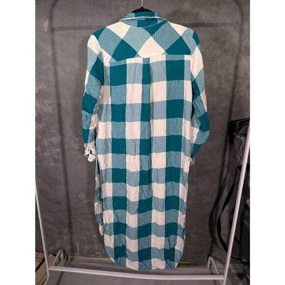 Cato Green and White Plaid Button Up Tunic/Dress Women's Small - Picture 4 of 6
